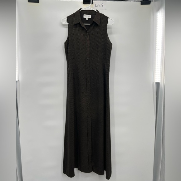Emanuel Ungaro brown polka dot dress sleeveless maxi size 6/40 - Picture 1 of 11